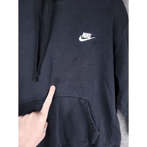 Nike Hoodie Women's Large Sweatshirt Black Swoosh *Stains Oversized - Picture 4 of 9